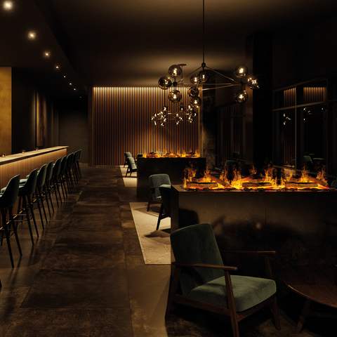 Il fuoco elettrico non presenta pericoli e si adatta perfettamente a ristoranti e bar.