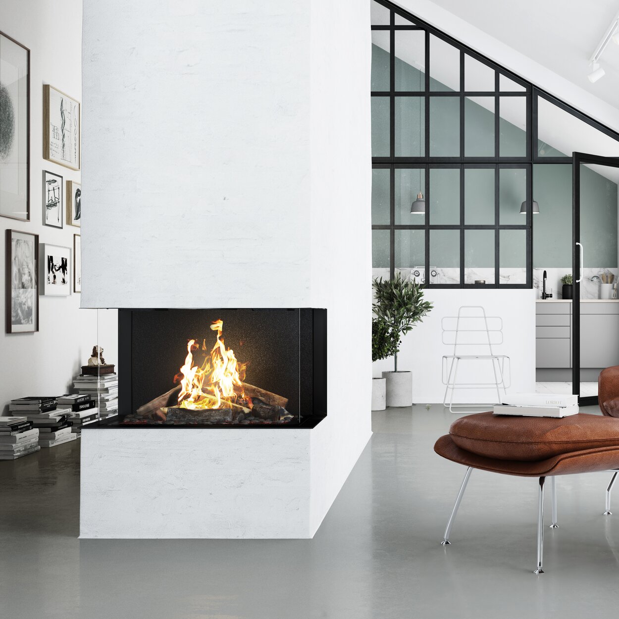 The VISIO 70 3S gas fire fits into the modern living room.