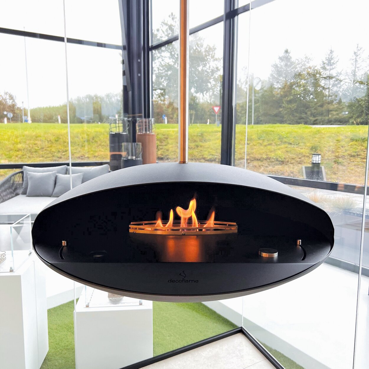 Bioethanol fireplaces Espoo-Ceiling steel black