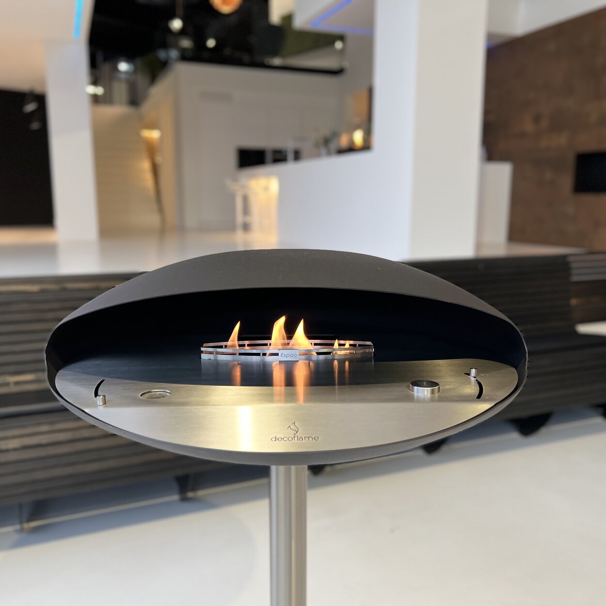 Stainless steel detail of the Espoo-Floor bioethanol burner