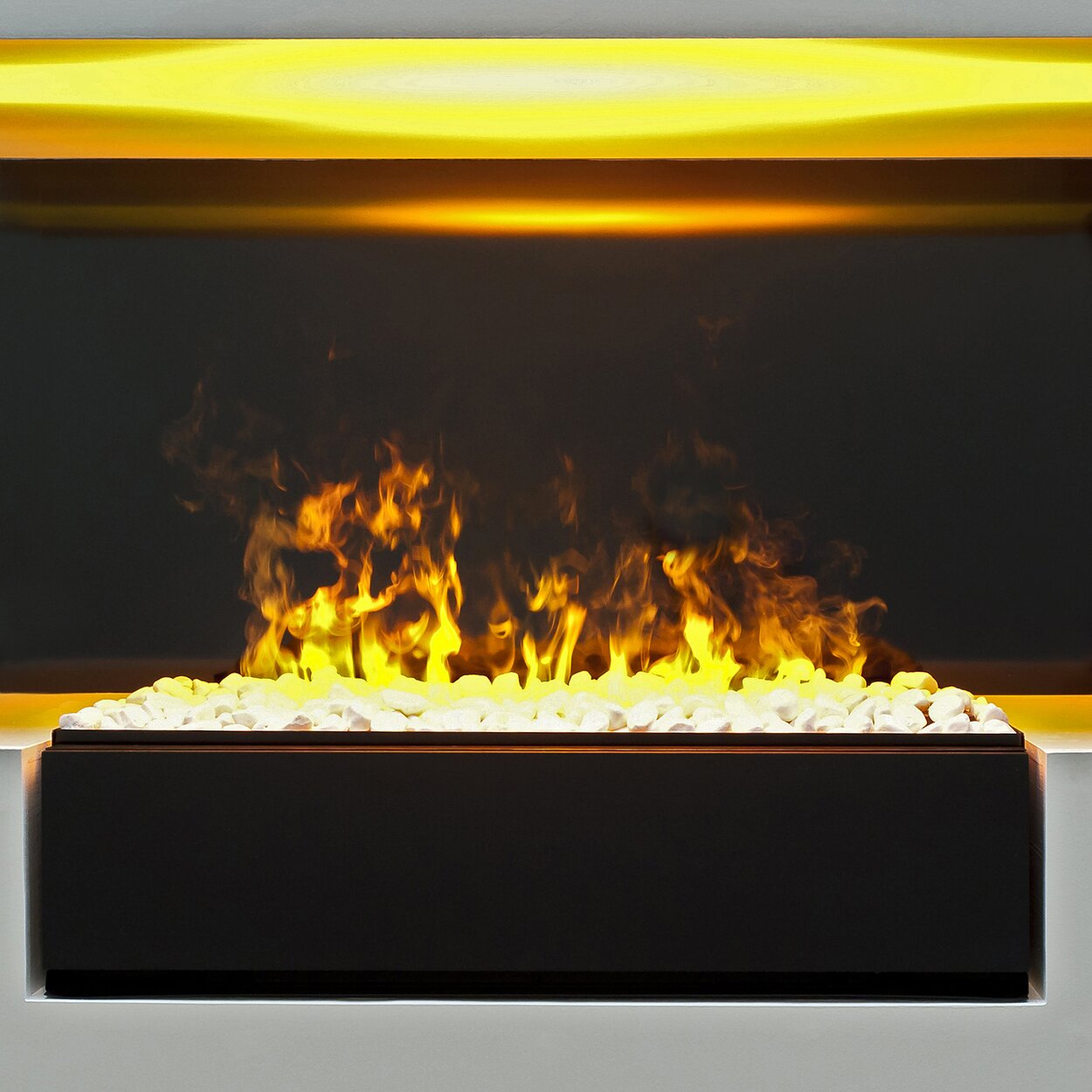 Foyer électrique Cassette L Pebbles de Dimplex avec flamme à vapeur d'eau et décoration de galets