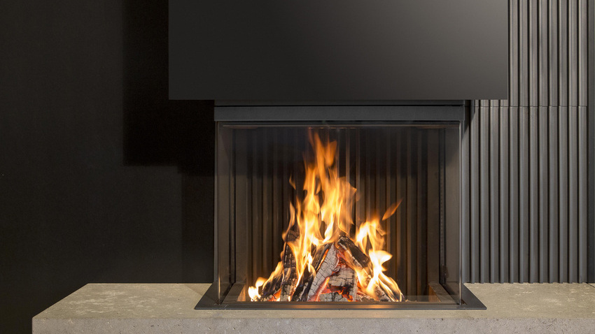 Design back panel of the 3-sided Kalfire wood fireplace W66/48S firebox